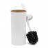 Portascopino wc serie Blob in plastica liscia bianca con dettagli effetto legno