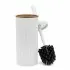 Portascopino wc serie Blob in plastica liscia bianca con dettagli effetto legno