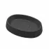 Portasapone serie Blob in plastica liscia nera con dettagli effetto legno