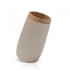 Bicchiere portaspazzolino serie Blob in plastica liscia tortora con dettagli effetto legno