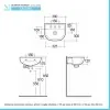 Scheda tecnica lavabo sospeso 38 cm in ceramica bianca lucida salvaspazio