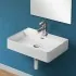 Lavabo sospeso rettangolare 60x42 cm in ceramica bianco lucido