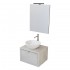 Mobiletto per il bagno sospeso 60 cm Master grigio cielo completo di lavabo da appoggio e specchiera
