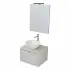 Mobiletto per il bagno sospeso 60 cm Master grigio cielo completo di lavabo da appoggio e specchiera