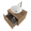 Mobiletto arredo bagno sospeso 60 cm Master rovere miele con lavabo da appoggio e specchio