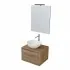 Mobiletto per il bagno sospeso 60 cm Master rovere miele completo di lavabo da appoggio e specchiera