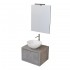 Mobiletto per il bagno sospeso 60 cm Master grigio cemento completo di lavabo appoggio e specchiera