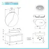 Scheda tecnica composizione bagno sospesa 80 cm Master rovere miele con lavandino da appoggio e specchio