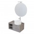 Mobile arredo bagno sospeso 80 cm Master grigio cemento completo di lavabo da appoggio e specchiera