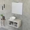 Arredo bagno sospeso 80 cm Master grigio nuvola con lavabo appoggio e specchio