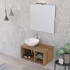 Arredo bagno sospeso 80 cm Master rovere miele con lavabo appoggio e specchio