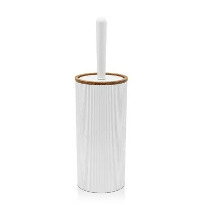 Portascopino wc Bianco dettagli effetto legno serie Blob