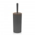 Portascopino wc Grigio dettagli effetto legno serie Blob