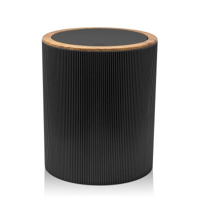 Pattumiera 5lt Nero coperchio basculante dettagli effetto legno Blob