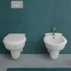 Coppia di Sanitari sospesi WC + Copriwc chiusura rallentata e Bidet
