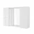 Specchio con mobiletto a due ante Bianco lucido Completo di faretti Led e mensole in vetro Way