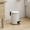 Pattumiera bagno in acciaio inox bianca capacità 3L e secchio interno estraibile