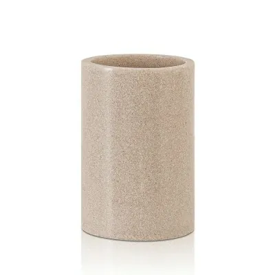 Portaspazzolini bagno beige in resina design moderno serie Sahara