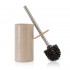 Portascopino bagno in resina beige con particolari in bamboo Sahara