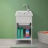Mobile lavatoio bianco 45x50 cm con vasca in ceramica e kit scarico