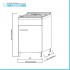 Mobile lavatoio bianco 45x50 cm con vasca in ceramica e kit scarico
