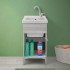 Mobile lavatoio in ceramica grigio 45x50 cm kit scarico incluso