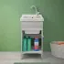 Mobile lavatoio in ceramica grigio 45x50 cm kit scarico incluso
