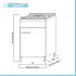 Mobile lavatoio grigio in ceramica 45x50 cm con strofinatoio integrato e kit scarico