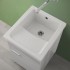 Mobile lavatoio grigio in ceramica 45x50 cm con strofinatoio integrato e kit scarico