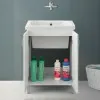 Mobile lavatoio 60x50 cm bianco in ceramica con strofinatoio integrato
