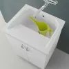 Mobile lavatoio 60x50 cm bianco in ceramica con strofinatoio integrato