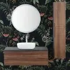 Mobile bagno sospeso 110 cm noce canaletto con lavabo e specchio Ravello