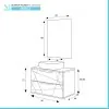 Mobile bagno sospeso 90 Azzurro polvere con lavabo in ceramica Furore