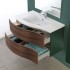 Mobile bagno sospeso curvo 90 cm Minori noce canaletto con pensile