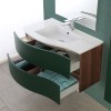 Mobile bagno sospeso curvo 90 cm Minori verde bottiglia con pensile
