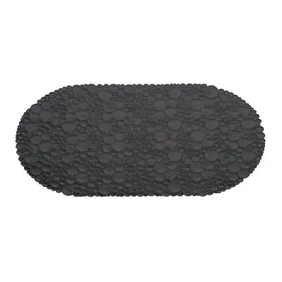 Tappetino doccia antiscivolo nero in gomma ovale con ventose