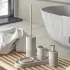 Portaspazzolini bagno grigio in cemento e bamboo serie Gedy Afrodite