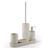 Portaspazzolini bagno grigio in cemento e bamboo serie Gedy Afrodite