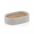 Porta saponetta bagno dappoggio grigio Gedy serie Afrodite in cemento e bamboo 