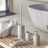 Porta saponetta bagno dappoggio grigio Gedy serie Afrodite in cemento e bamboo 