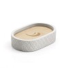Porta saponetta bagno dappoggio grigio Gedy serie Afrodite in cemento e bamboo 