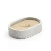 Porta saponetta bagno dappoggio grigio Gedy serie Afrodite in cemento e bamboo 