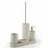 Porta saponetta bagno dappoggio grigio Gedy serie Afrodite in cemento e bamboo 