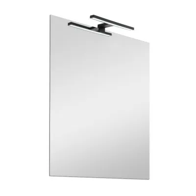 Specchio bagno 50x70 cm reversibile con LED naturale nero opaco 