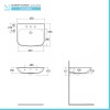 Lavabo sospeso 65 cm in ceramica bianco lucido 