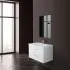 Mobile da bagno sospeso 81x50 cm bianco con cassetti rallentati completo di lavabo e specchio