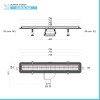 Canalina doccia a pavimento 75 cm con griglia e scarico incluso in acciaio inox cromato