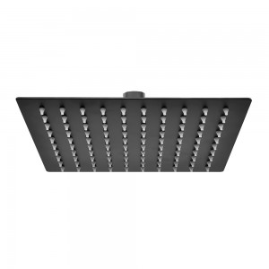 Soffione doccia quadrato 30x30 cm in acciaio inox nero opaco anticalcare