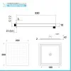 Soffione doccia quadrato 20x20 cm con braccio 30 cm in acciaio nero opaco