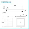 Soffione doccia quadrato 25x25 cm con braccio 30 cm in acciaio nero opaco